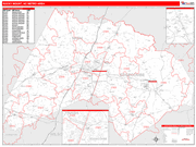 Rocky Mount Metro Area Wall Map Red Line Style